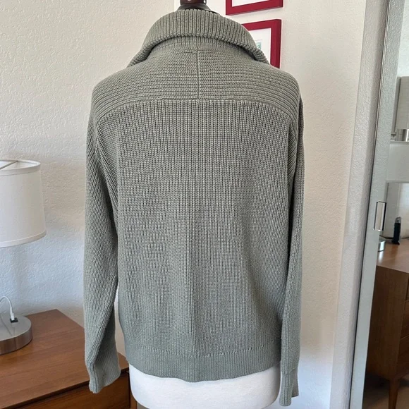 Everlane Half-Zip Ribbed Sweater Pullover - Sage Green - Picture 2 of 4